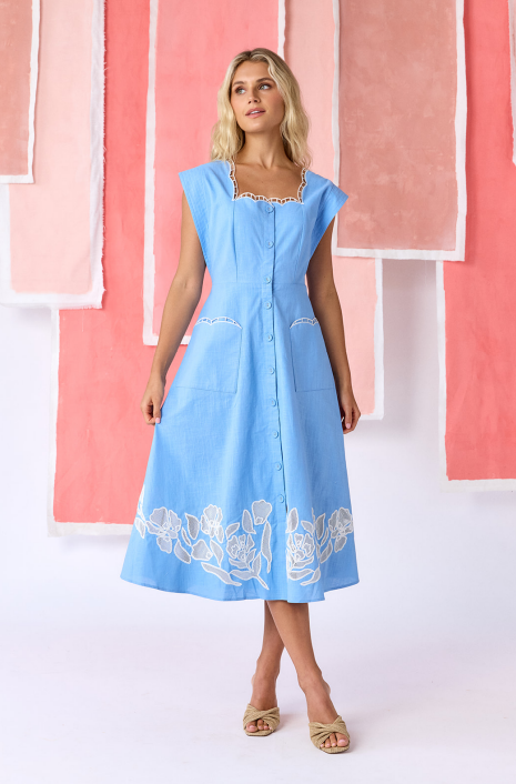Crosby | Rivie Dress in Washed Indigo