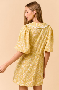 Mustard Collar Floral Mini Dress
