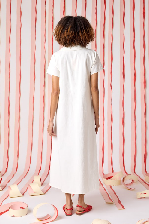 Crosby | Franny Dress in Ivory w/ Embroidery (1 MEDIUM)
