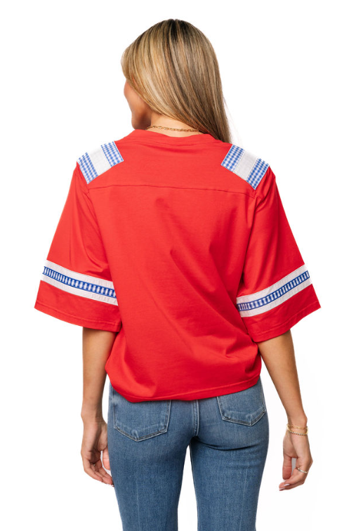 Queen of Sparkles | Ole Miss Oversized Gingham Jersey Tee