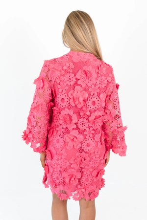 J. Marie Hot Pink Seraphina Lace Dress (1 MEDIUM)
