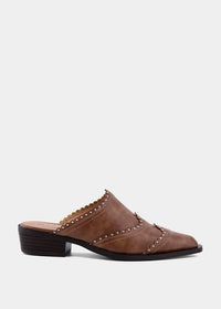 ShuShop | Tucson  Camel  Pointed + Studded Mule