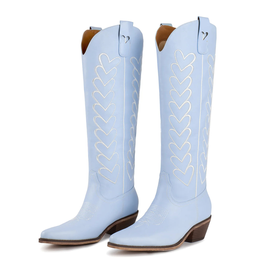 Marfa Baby Blue w/ White Stitching Cowboy Boots