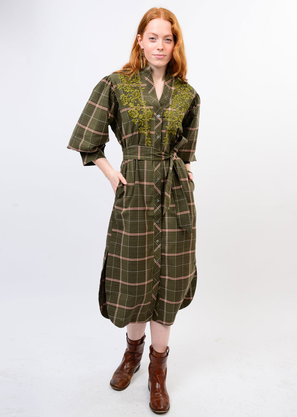 Ivy Jane | Green Plaid Triana Maxi Dress