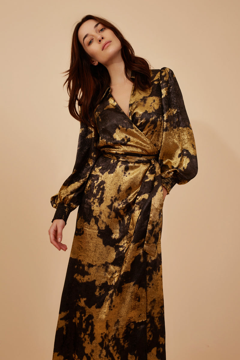 Traffic People Black and Gold Loretta Dress