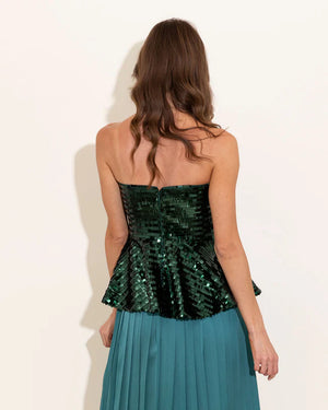 Alden Adair melissa Tinsel green Sequin Tube Top (1 SMALL)