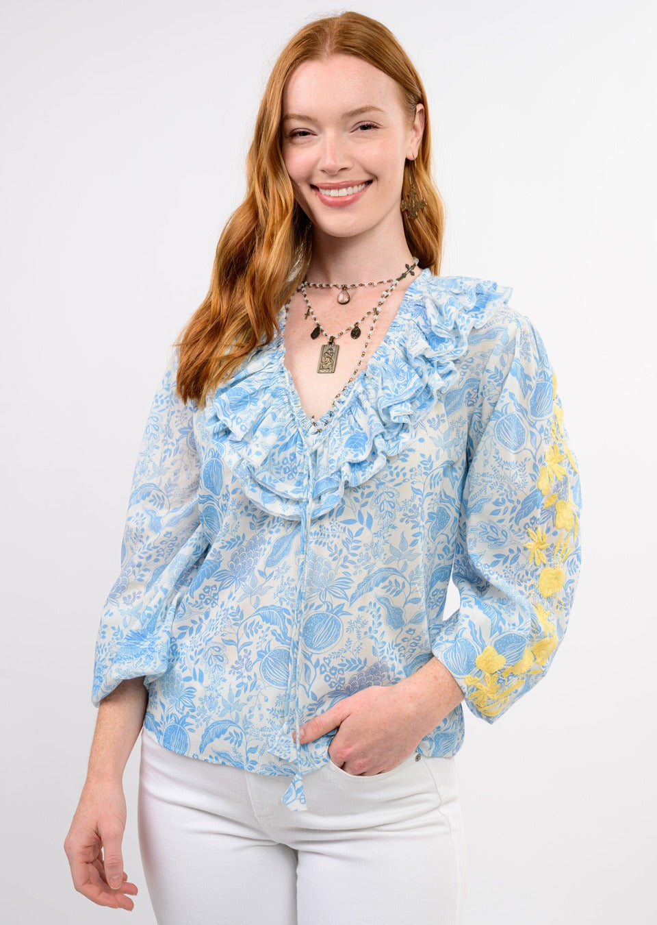 Ivy Jane Vivian Embroidered Printed Top