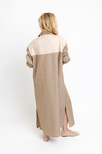 Karlie | Brown Stripe Hailey Maxi Shirt Dress w/ Sweater