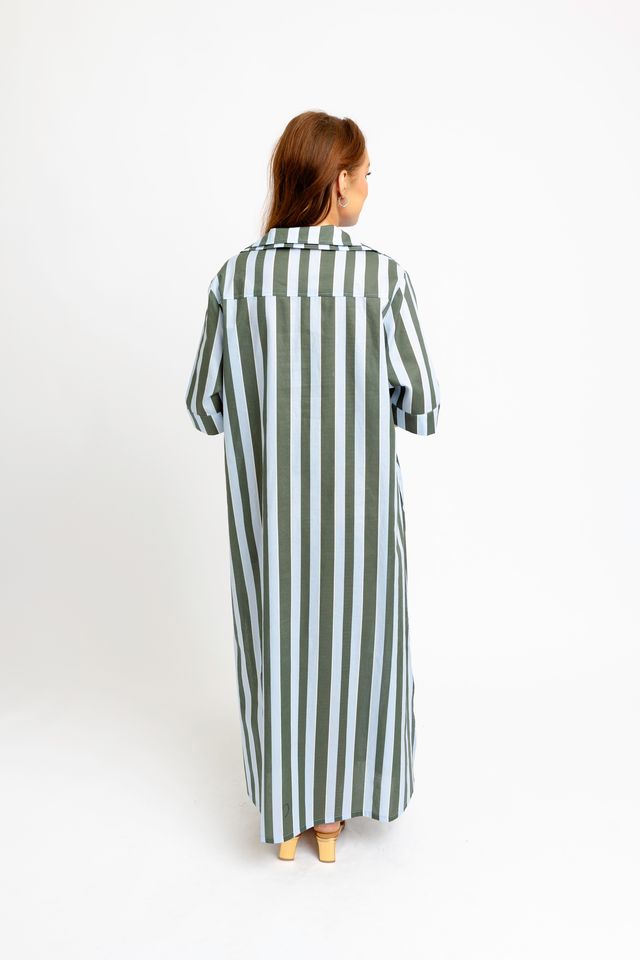 Karlie | Blue Stripe Maxi Shirt Dress