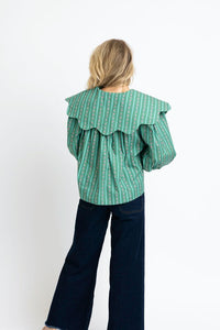 Karlie Floral Ditzy Stripe Peter Pan Collar Top