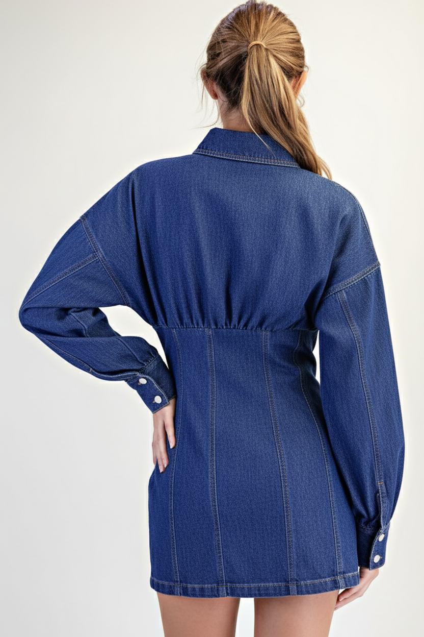 Denim Drop Shoulder Mini Dress