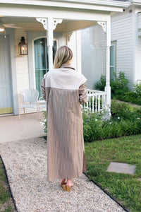 Karlie | Brown Stripe Hailey Maxi Shirt Dress w/ Sweater