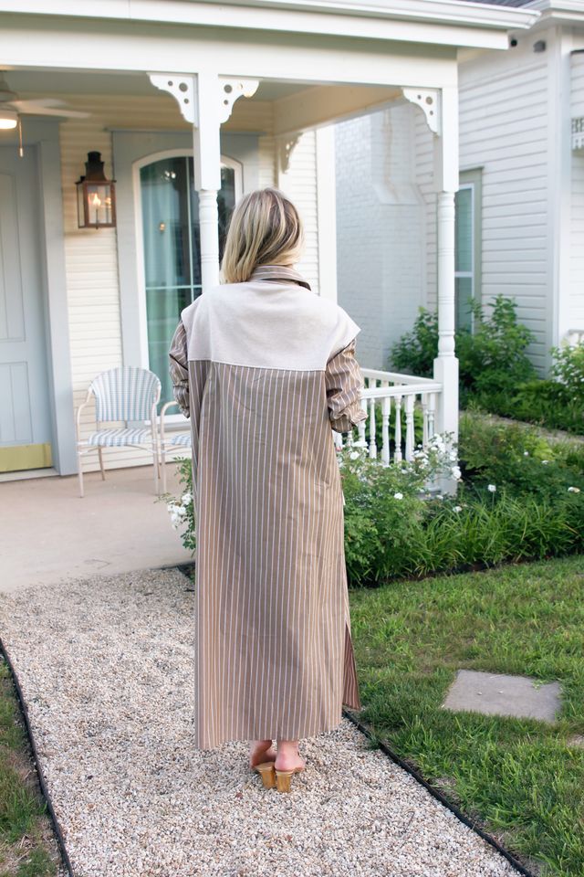 Karlie | Brown Stripe Hailey Maxi Shirt Dress w/ Sweater