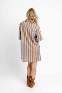 Karlie | Blue Bold Stripe Shirt Dress