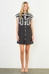 THML Black Printed Button Down Dress