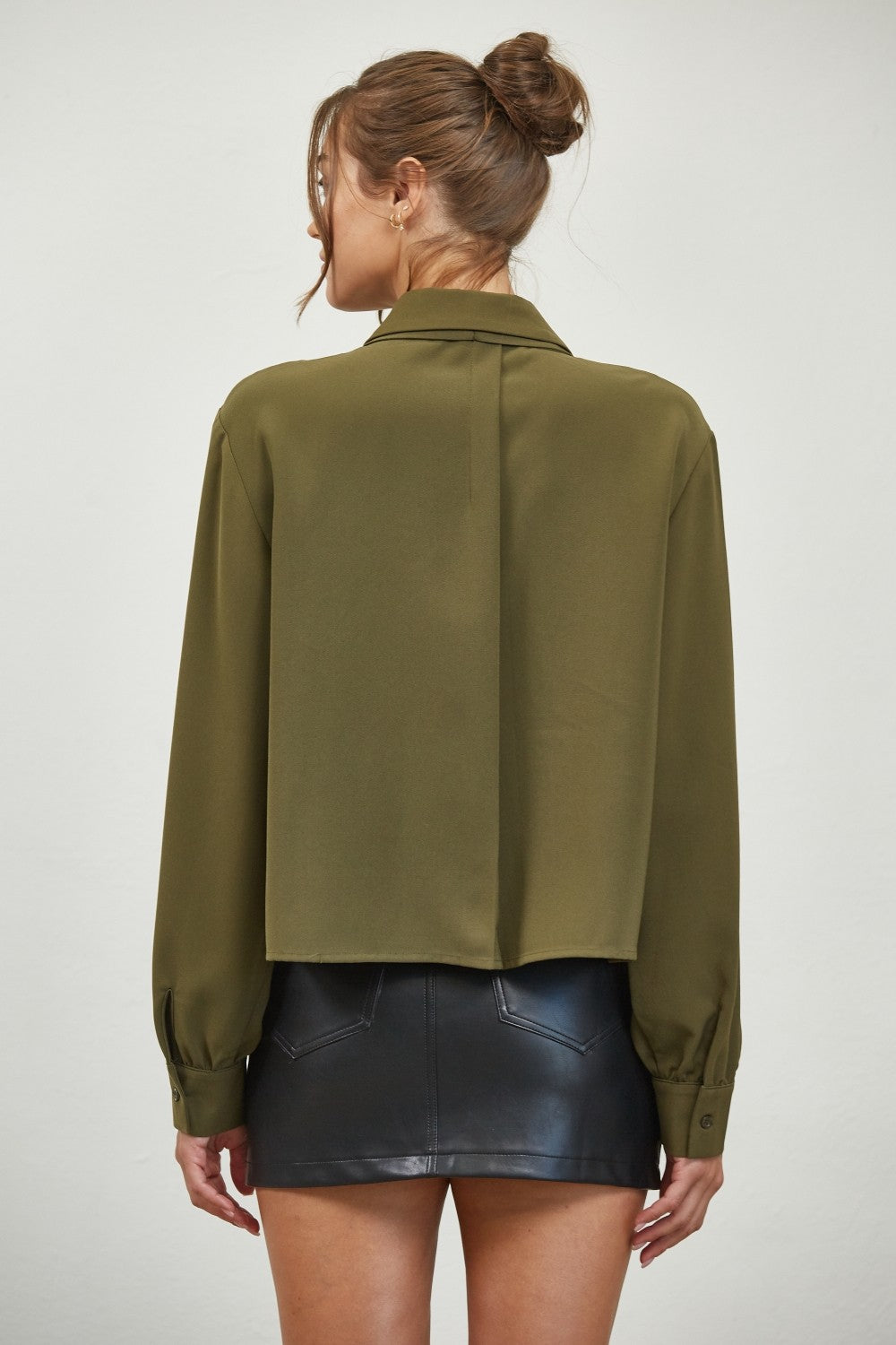 Olive Detail Tie Blouse