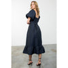 THML Navy Textured Midi Dress