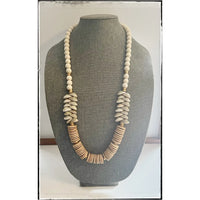 White Coconut Wood & Sea Shell Necklace