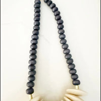 Gray Wood Disk Bead Neutral Necklace
