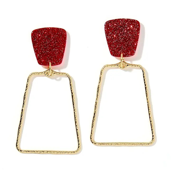 Kaetlyn Glitter Maroon Statement Earring