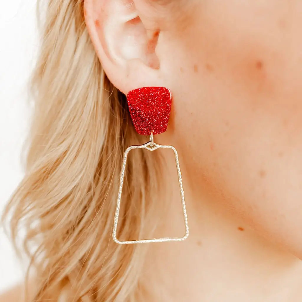 Kaetlyn Glitter Maroon Statement Earring