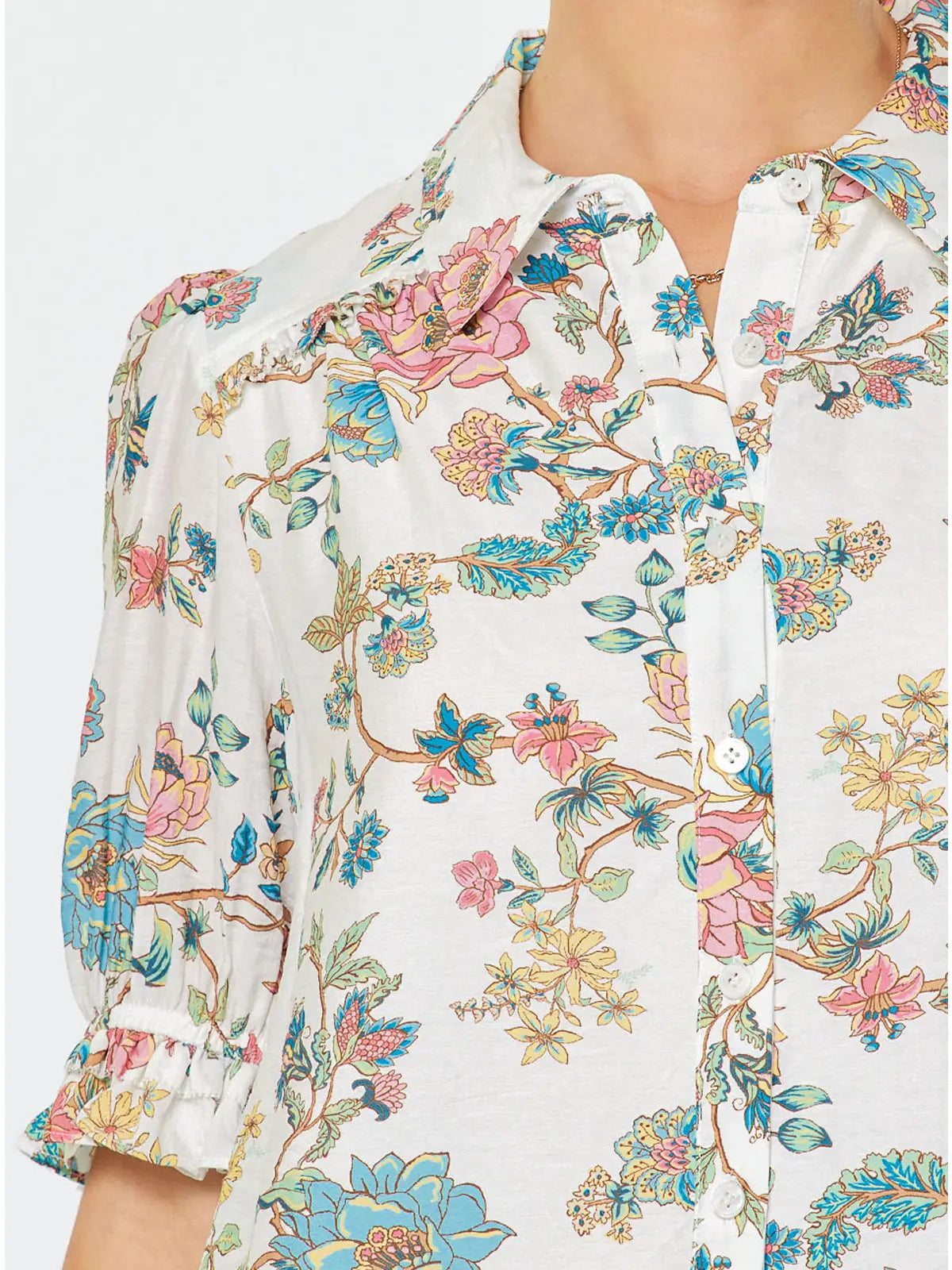 Current Air Floral Printed Button-Down Blouse