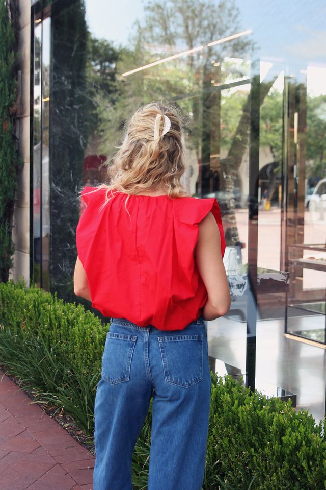 Karlie | Red Poplin Bubble Top (1 SMALL)