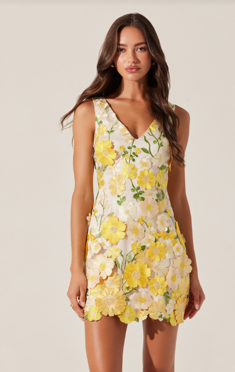ASTR Aisha Yellow Lace Dress