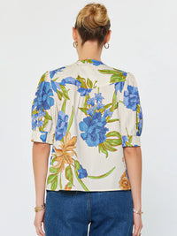Current Air Floral Printed Short Sleeve Blouse
