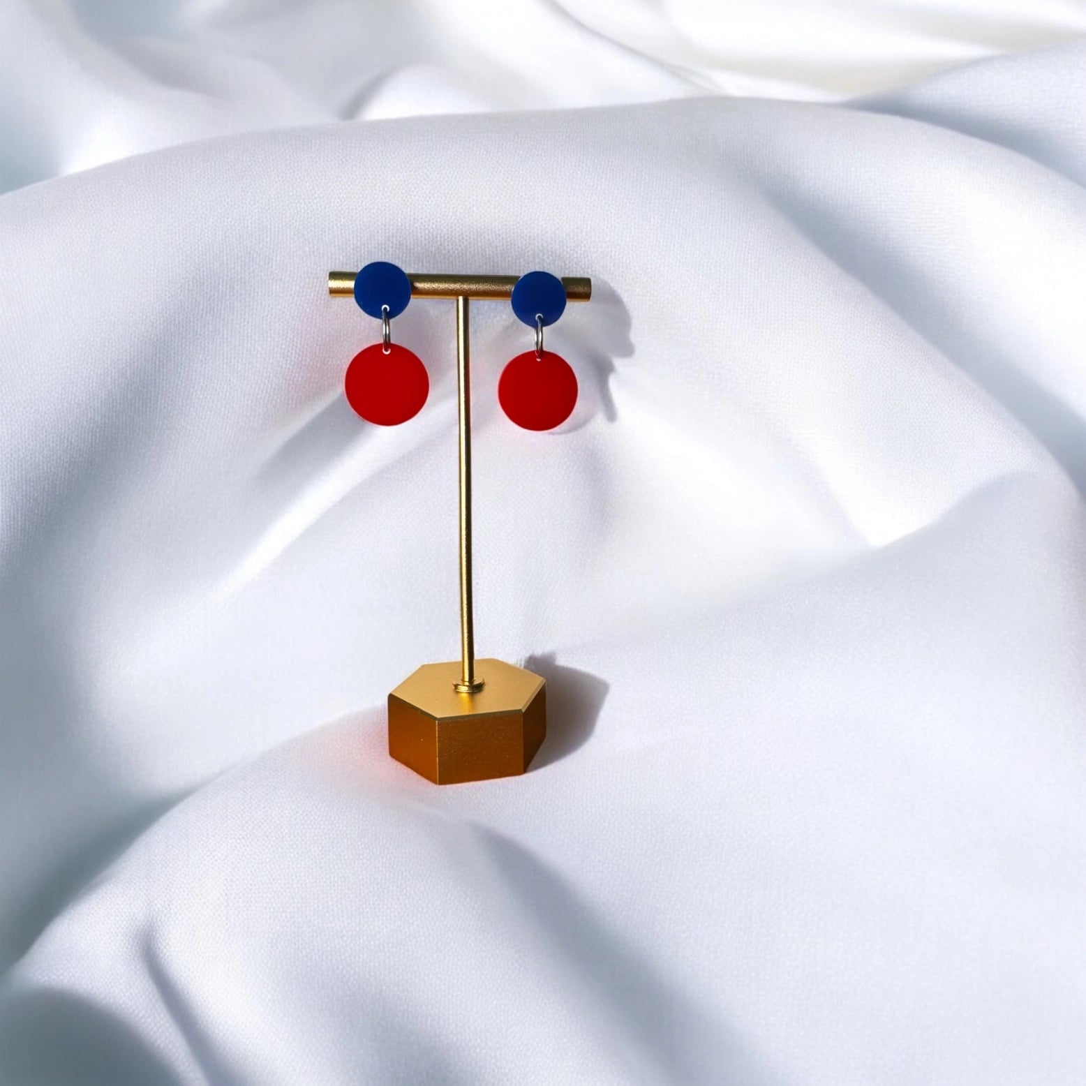 Acrylic Blue/Red Double Circle Earring