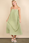 Sage Solid Midi Dress