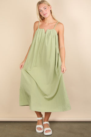 Sage Solid Midi Dress
