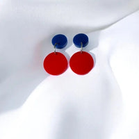 Acrylic Blue/Red Double Circle Earring
