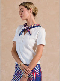 Current Air | White Knited Top with Printed Scarf