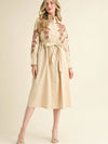 Sandshell Floral Embroidered Tie Waist Midi Dress