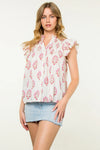 THML Floral Flutter Sleeve Top