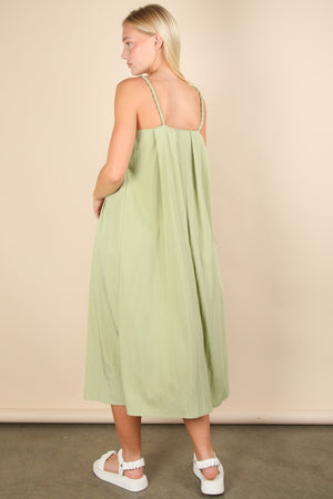 Sage Solid Midi Dress