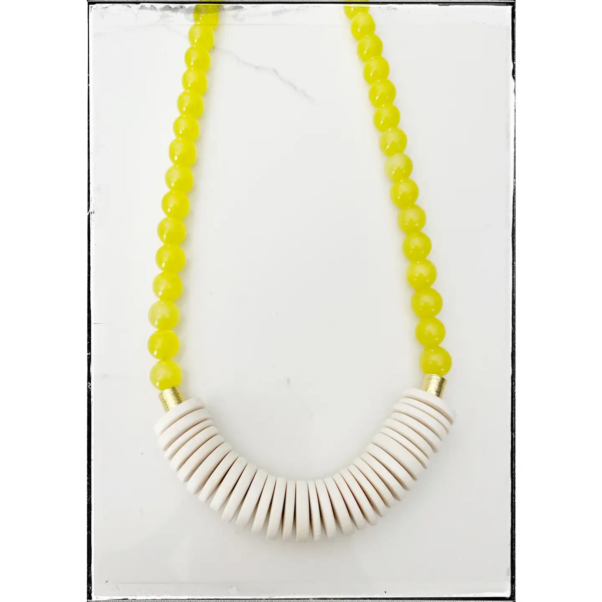 Yellow Cats Eye Bead Necklace