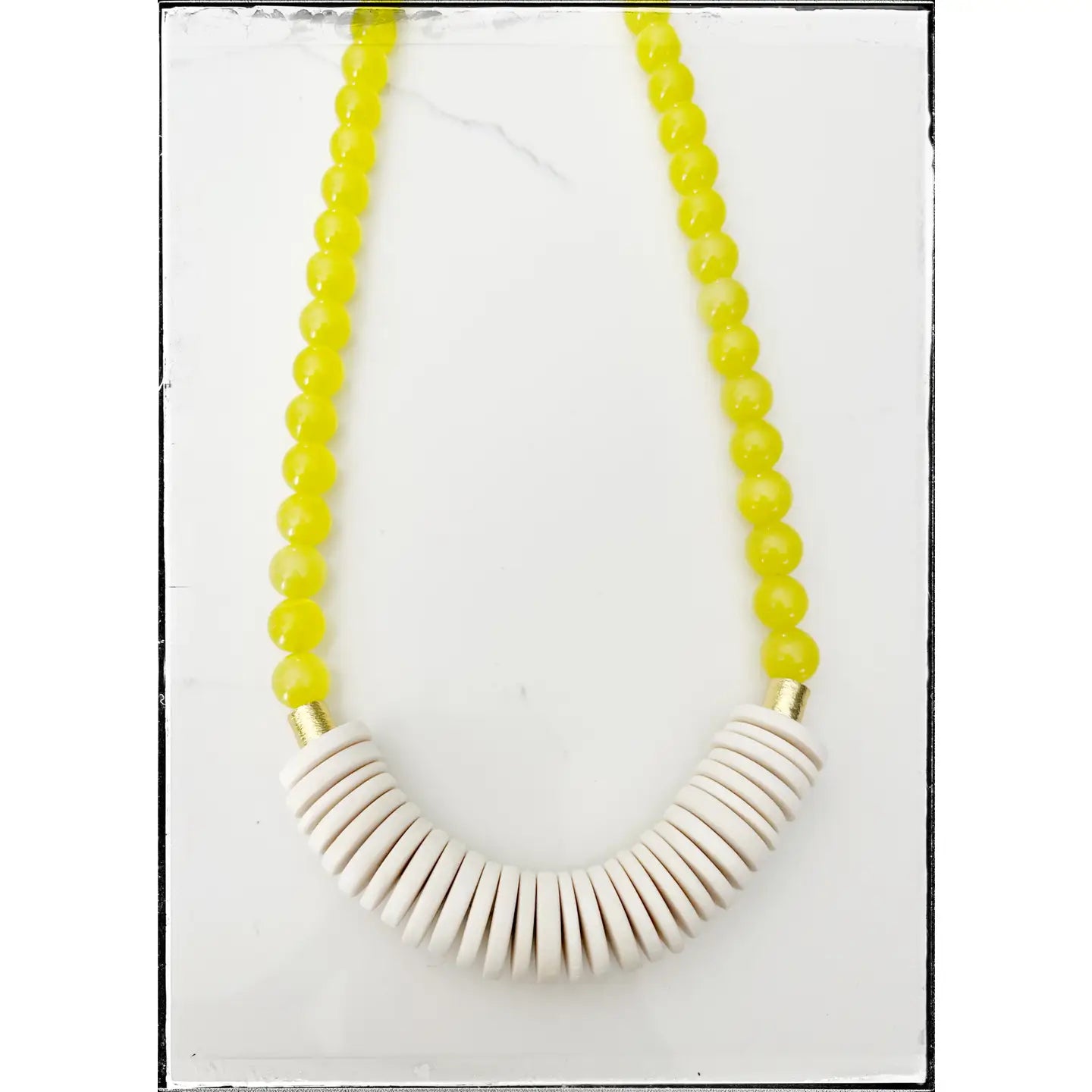 Yellow Cats Eye Bead Necklace