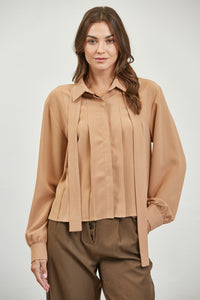 Hazelnut Detail Tie Blouse