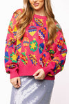 Queen of Sparkles Hot Pink Multi Jewel Ornament Sweater