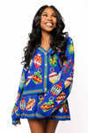 Queen of Sparkles Blue Multi Jewel Ornaments Button Cardigan