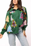 Queen of Sparkles Plaid & Stripe Christmas Tree Button Up Top