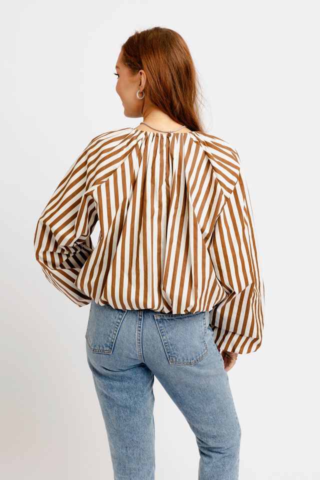 Karlie | Stripe Menswear Poplin Bubble Top