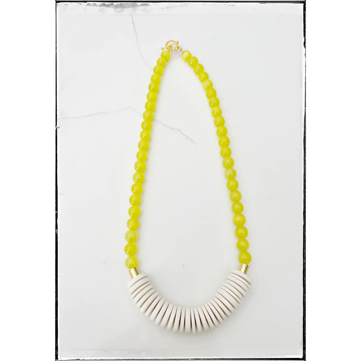 Yellow Cats Eye Bead Necklace
