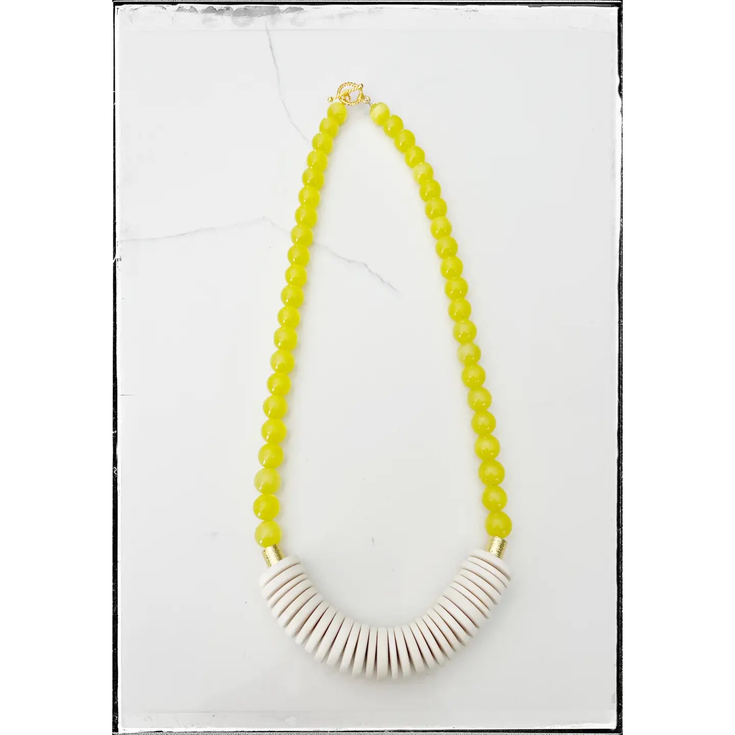Yellow Cats Eye Bead Necklace