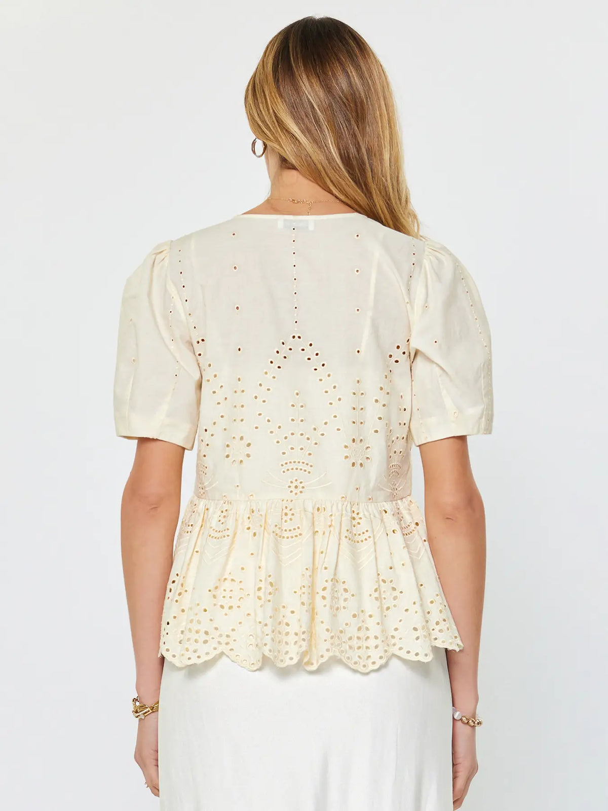 Current Air Tie Front Eyelet Embroidered Blouse
