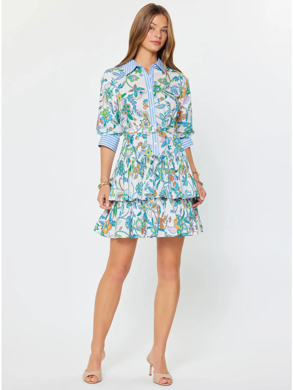 Current Air Paisley Print Tiered Mini Dress