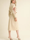 Sandshell Floral Embroidered Tie Waist Midi Dress