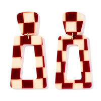 Kennedy Maroon Check Earring